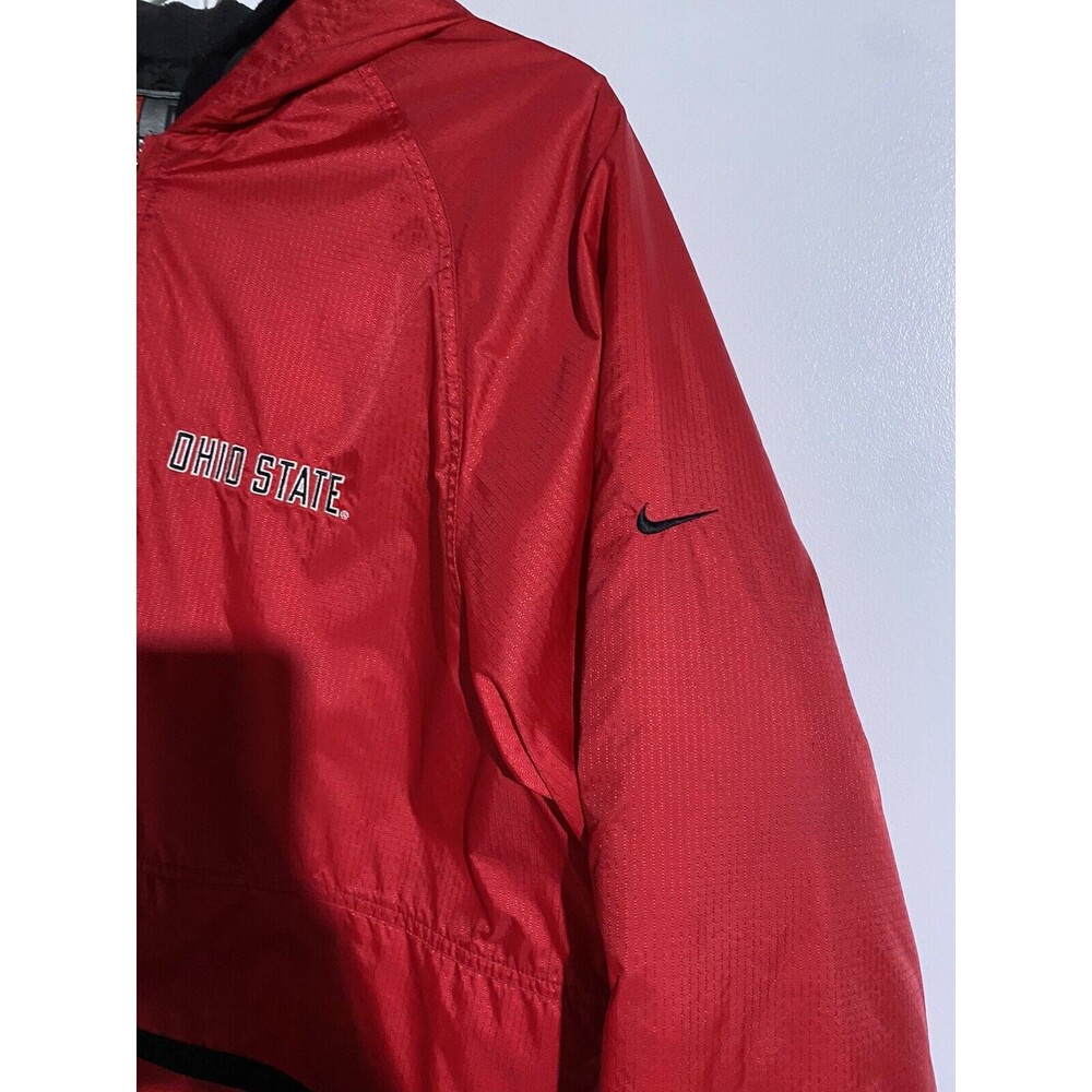 Nike Ohio State Buckeyes Jacket M Red Hooded Pullover‎ Windbreaker Quilted Lined - Picture 15 of 16